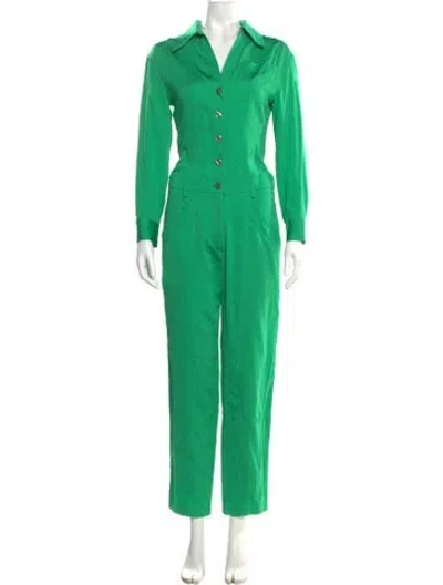 Pre-owned Callas Milano V-neck Jumpsuit In Green