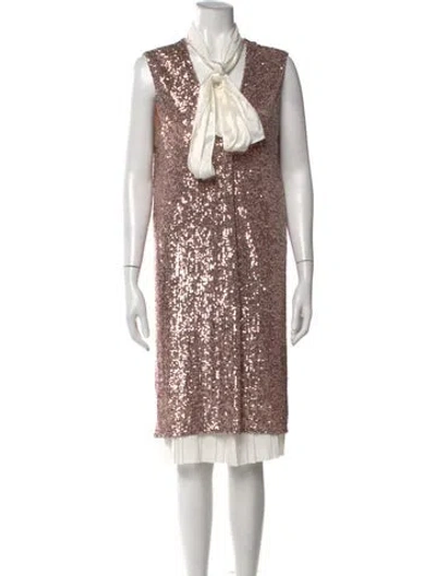 Pre-owned Callas Milano V-neck Knee-length Dress In Multi
