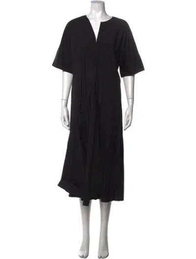 Pre-owned Callas Milano V-neck Long Dress In Black