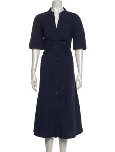 Pre-owned Callas Milano V-neck Long Dress In Blue