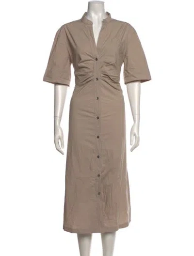Pre-owned Callas Milano V-neck Long Dress In Neutral