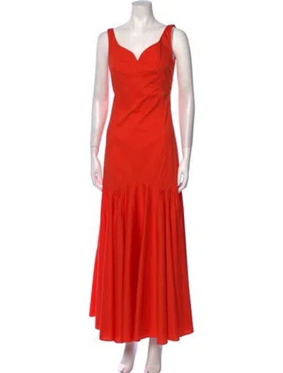 Pre-owned Callas Milano V-neck Long Dress In Orange