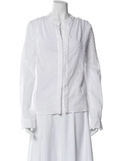 Pre-owned Callas Milano V-neck Long Sleeve Blouse In White