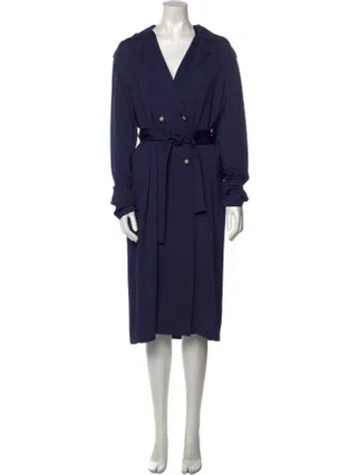 Pre-owned Callas Milano V-neck Midi Length Dress In Blue