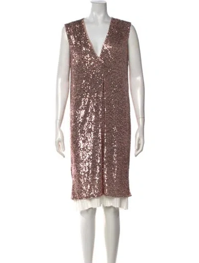 Pre-owned Callas Milano V-neck Mini Dress In Multicolor