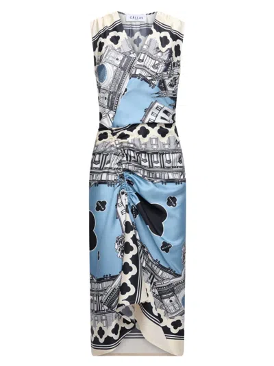 Callas Milano Women's Agnes Sleeveless Draped Dress In Blue