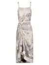 Callas Milano Angie Landmark-print Silk Midi Dress In Travertine White