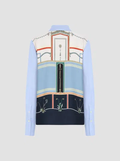 Callas Milano Women's Billie Scarf Back Shirt In Pale Blue Combo
