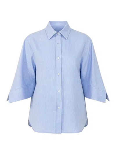Callas Milano Georgie Shirt With Flared Sleeves In Blue