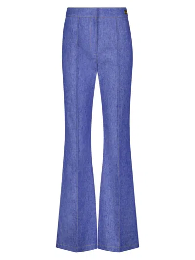 Callas Milano Lola Mid-rise Pintuck Flare Denim Pants In Vintage Indigo