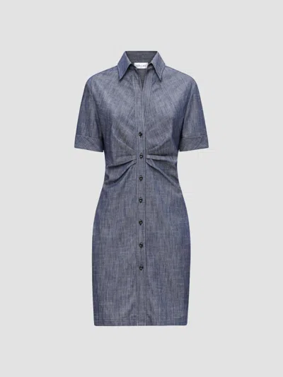 Callas Milano Women's Ondine Short Sleeve Tucked Waist Shirt Dress In Blue