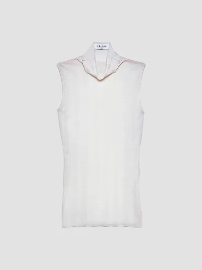 Callas Milano Women's Romy Sleeveless Turtleneck Sweater In Merino Wool Rib In White