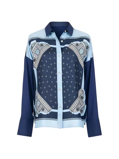 Callas Milano Women's Sirene Scarf-front Shirt In Blue
