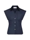 Callas Milano Brando Sleeveless Button-down Shirt In Navy