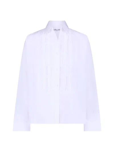 Callas Milano Women's Soir Boxy Shirt With Origami Bib In White
