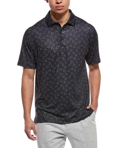 Callaway All Over Large Chevron Printed Polo Shirt In Black