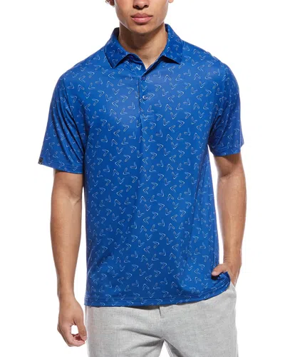 Callaway All Over Large Chevron Printed Polo Shirt In Blue