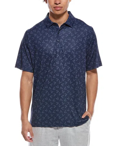 Callaway All Over Large Chevron Printed Polo Shirt In Blue