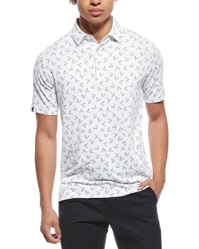 Callaway All Over Large Chevron Printed Polo Shirt In White