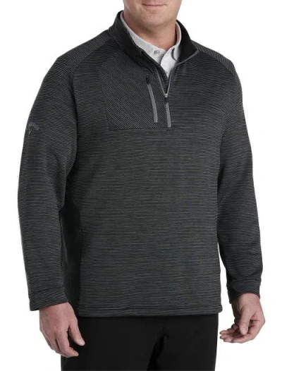 Callaway Big & Tall 1/4-zip Ecostripe Fleece Pullover In Black