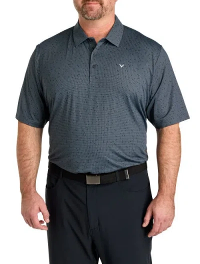 Callaway Big & Tall Chevron Gingham-printed Performance Polo Shirt In Blue