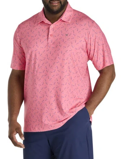Callaway Big & Tall Chevron Print Polo Shirt In Pink