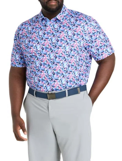 Callaway Big & Tall Dogwood Floral Geometric Polo Shirt In Blue