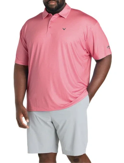 Callaway Big & Tall Geometric Heather Print Patterned Polo Shirt In Pink