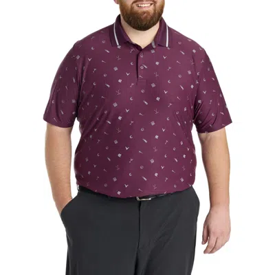 Callaway Big & Tall Memento Print Polo Shirt In Burgundy