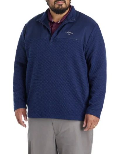 Callaway Big & Tall Mixed Media 1/4 Zip Performance Pullover In Blue