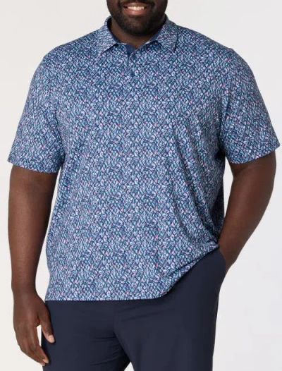 Callaway Big & Tall Multi Palm Geometric Print Polo Shirt In Blue