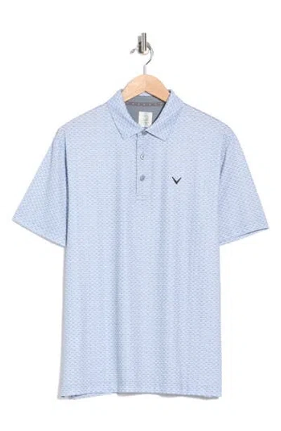 Callaway Chevron Foulard Print Short Sleeve Polo In Blue