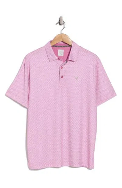 Callaway Chevron Foulard Print Short Sleeve Polo In Pink