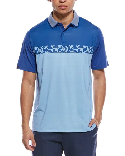 Callaway Engineered Oxford Floral Block Print Polo Shirt In Blue
