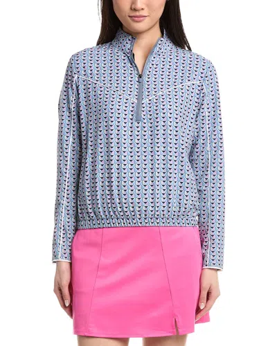 Callaway Lightweight Perforated Cropped 1/4 Zip Top In Blue