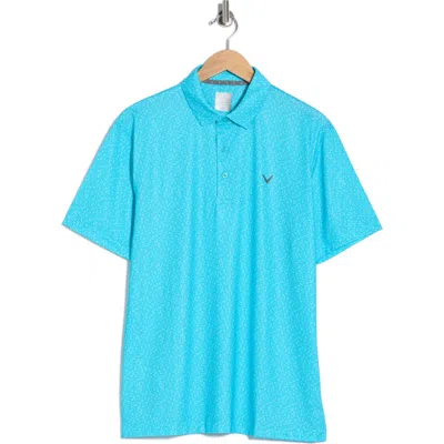 Callaway Mini Geometric Print Knit Golf Polo In Blue
