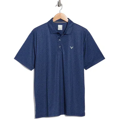 Callaway Mini Geometric Print Knit Golf Polo In Blue