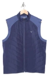 Callaway Mixed Media Full Zip Puffer Vest In Blue