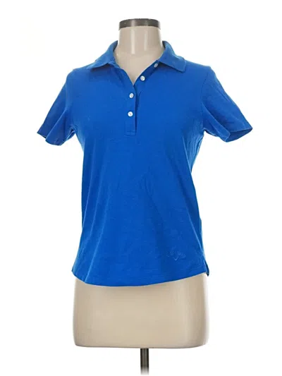 Pre-owned Callaway Short Sleeve Top Blue Collared Neckline Tops