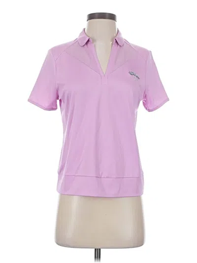 Pre-owned Callaway Short Sleeve Top Purple Collared Neckline Tops