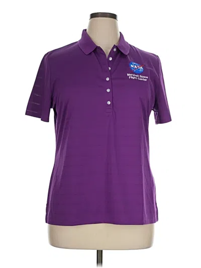 Pre-owned Callaway Short Sleeve Top Purple Collared Neckline Tops