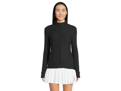 Callaway Textured Waffle Knit Full-zip Jacket In Black