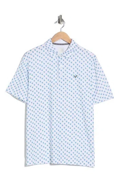 Callaway Tropical Cocktail Print Knit Golf Polo In Blue