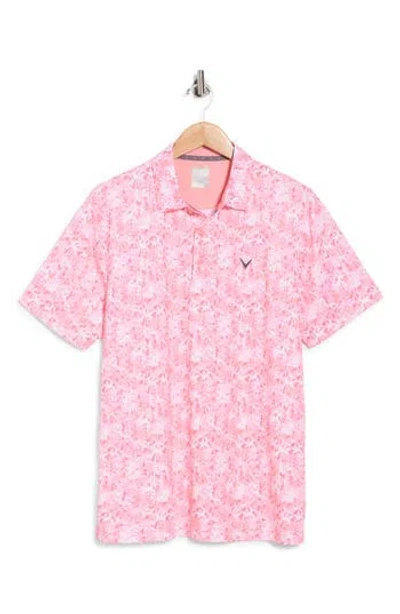 Callaway Tropical Confetti Short Sleeve Polo In Pink