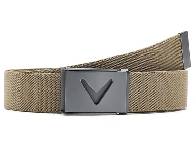 Callaway V-logo Web Belt Men's Belts Chinchilla: One Size In Brown