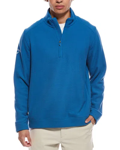 Callaway Waffle 1/4-zip Pullover In Blue