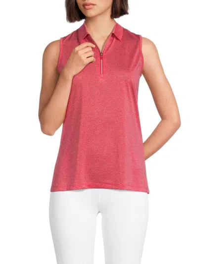 Callaway Women's Heath Quarter Zip Polo In Geranium Red