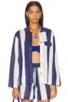Calle Del Mar Cabana Stripe Long Sleeve Shirt In Blue