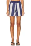 Calle Del Mar Cabana Stripe Shorts In Blue