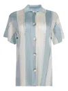 Calle Del Mar Cabana Striped Short-sleeve Shirt In Blue